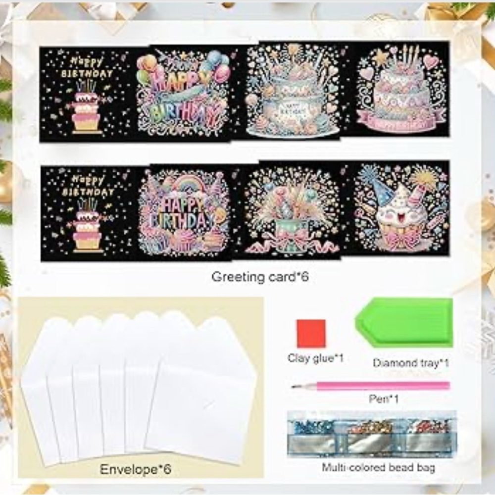 6pcs DIY diamond art painting kit greeting card - Picture 2 of 2